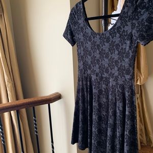 Grey, floral pattern mini dress